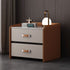 Modern Simplicity Rectangular Slab Saddle Leather Wood Nightstand 2-Drawer For Bedside
