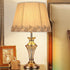 Traditional European Cylinder Hardware Crystal Fabric 1-Light Table Lamp For Bedroom