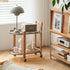 Modern Minimalist Square Wood Glass End Table Two Tier Trolley Swivel For Living Room