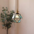 Traditional Vintage Polygonal Brass Stained Glass 1-Light Pendant Light For Living Room