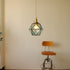 Traditional Vintage Polygonal Brass Stained Glass 1-Light Pendant Light For Living Room