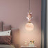 Contemporary Nordic Kids Resin Glass Round Angel 1-Light Pendant Light For Bedside