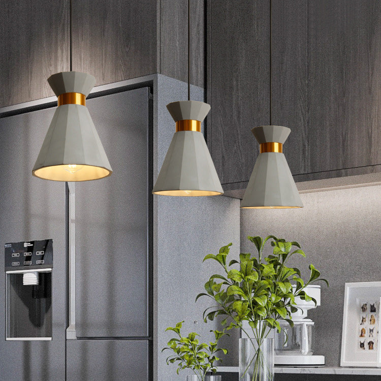 Contemporary Nordic Cement Semi-Conical Shade 1-Light Pendant Light For Dining Room