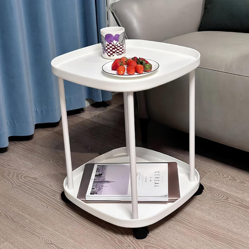 Contemporary Scandinavian Square PP Carbon Steel End Table 2-Tier Movable For Bedroom