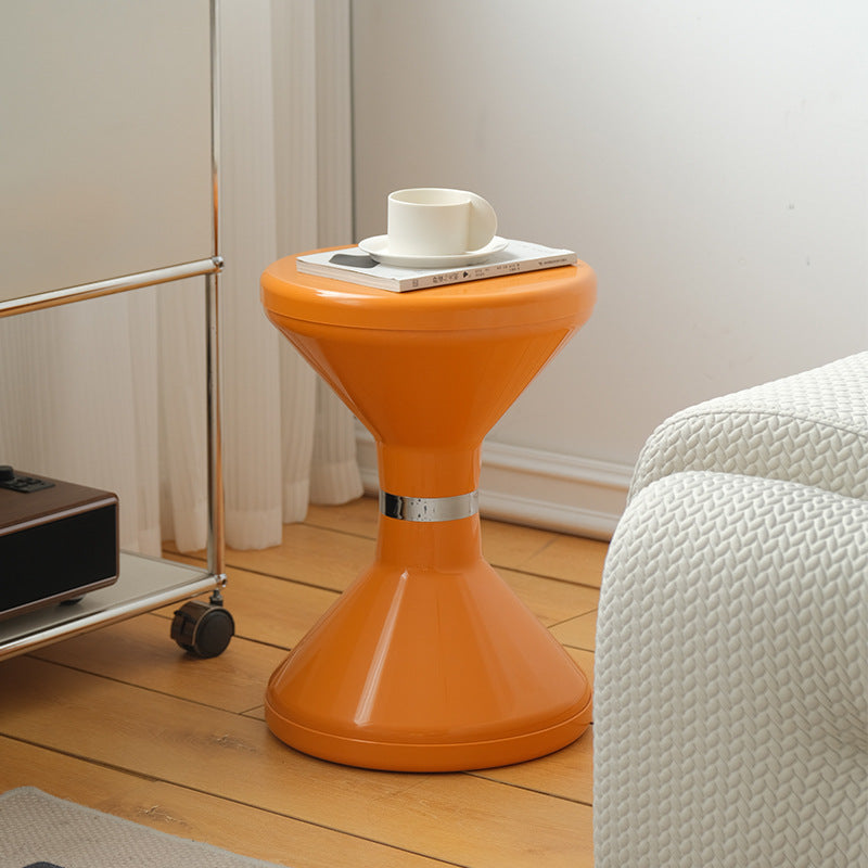 Contemporary Scandinavian ABS Round Hourglass End Table Portable For Living Room