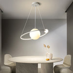 Modern Minimalist Circle Orb Iron Silicone Aluminum LED Pendant Light For Living Room