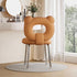 Contemporary Scandinavian Faux Leather Upholstered Metal Legs Vanity Stool Bear Back For Living Room