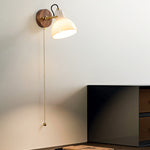 Contemporary Simplicity Copper Wood Glass Round Conic 1-Light Wall Sconce Lamp For Bedside