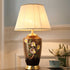 Traditional Vintage Peach Blossom Vase Shaped Ceramic Copper Fabric 1-Light Table Lamp For Bedroom