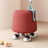 Modern Luxury Round Cushion Cotton Linen Solid Wood Stainless Steel Vanity Stool 4-Leg For Bedroom