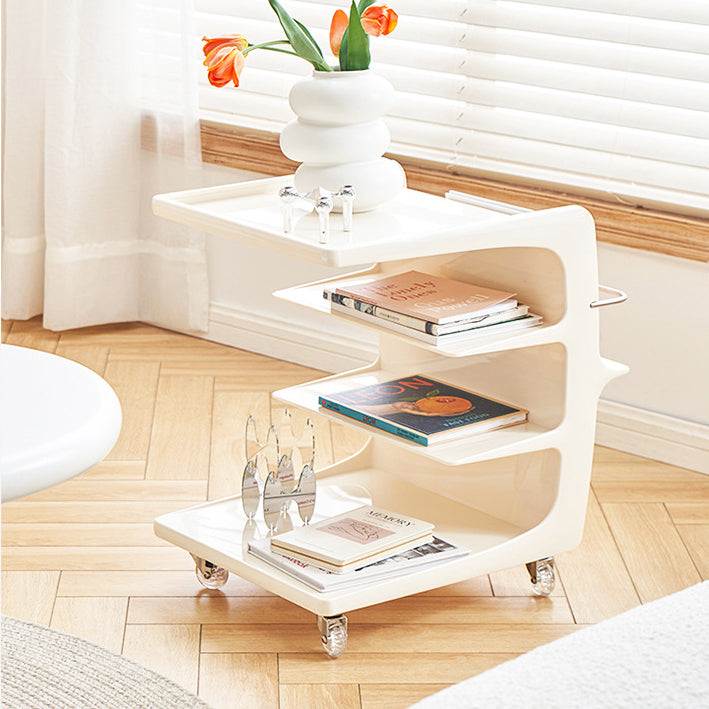 Modern Minimalist Square Acrylic End Table Four Tiers Wheels For Living Room