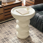 Modern Minimalist Oval Column Base Density Plate Beech Wood Fiberglass Side Table For Living Room