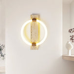 Contemporary Scandinavian Travertine Acrylic Twine Circle LED Wall Sconce Lamp For Bedroom