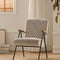 Contemporary Luxury Rectangular Iron Fabric Accent Chair Backrest Armrest For Living Room