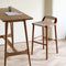 Contemporary Retro Square Kraft Paper Rope Weaving Solid Wood Bar Stool Low Back Footrest For Dining Room