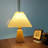 Contemporary Scandinavian Trapezoidal Pleated Fabric Wood 1-Light Table Lamp For Bedroom