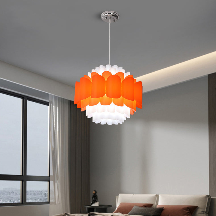 Contemporary Nordic Iron Acrylic Round Multilayered 1-Light Pendant Light For Dining Room