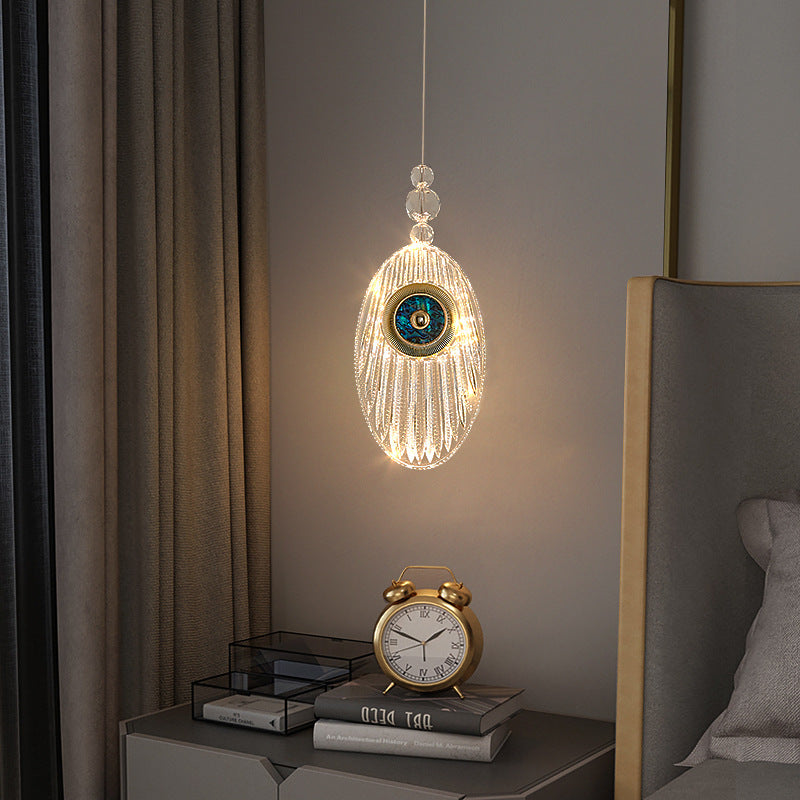 Modern Luxury Oval Shell Aluminum Acrylic LED Pendant Light For Bedroom