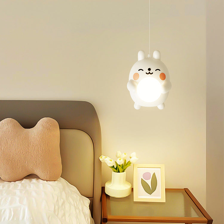 Modern Art Deco Kids Iron Acrylic Rabbit LED Pendant Light For Bedroom