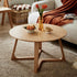 Contemporary Nordic Round Corner Base Fibreboard Pine Wood Coffee Table For Living Room