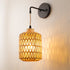 Traditional Vintage Lantern Shaped Weaving Rattan Wood Iron 1-Light Wall Sconce Lamp For Bedroom