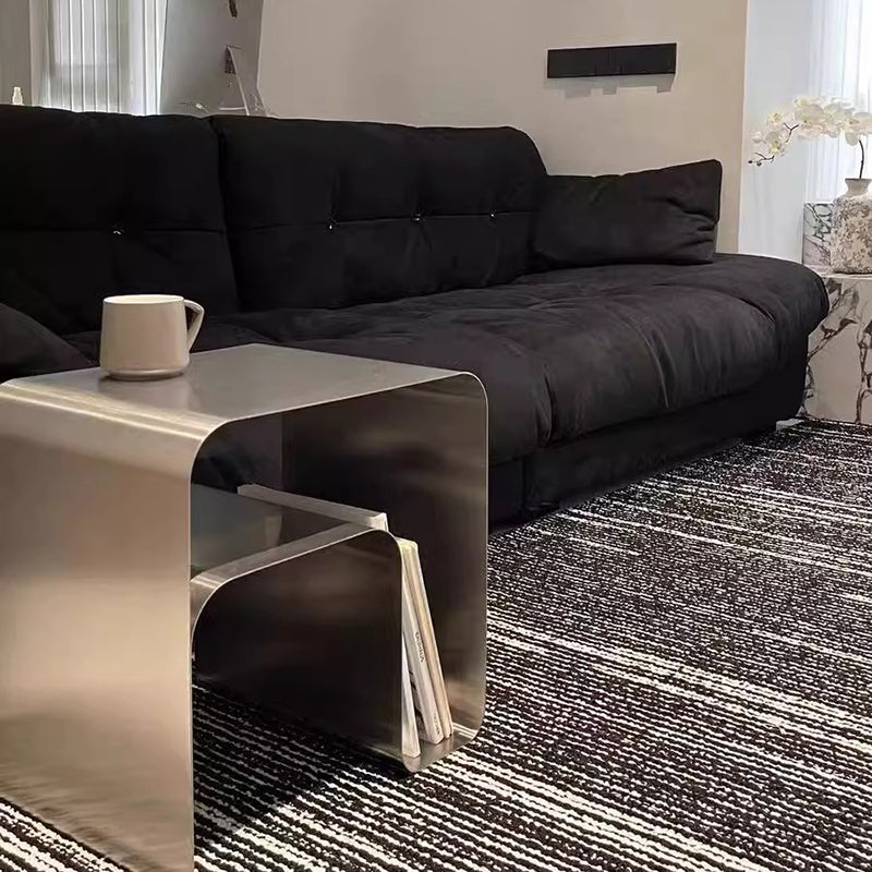 Modern Minimalist Rectangular Stainless Steel End Table 1-Tier For Living Room