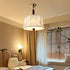 Traditional French Romantic Round Floral Fabric Wood Metal 1-Light Pendant Light For Bedroom