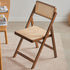 Modern Minimalist Foldable Square Rattan Wood Dining Chair Backrest Armrest For Dining Room