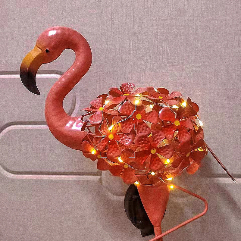 Contemporary Creative Waterproof Solar Flamingo Iron LED Outdoor Landscape Light For Garden