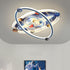 Contemporary Creative Kids Round Spaceman Planet Iron Acrylic Resin LED Flush Mount Ceiling Light For Bedroom