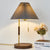 Modern Minimalist Pleated Umbrella Fabric Wood Hardware 1-Light Table Lamp For Bedroom