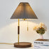 Modern Minimalist Pleated Umbrella Fabric Wood Hardware 1-Light Table Lamp For Bedroom