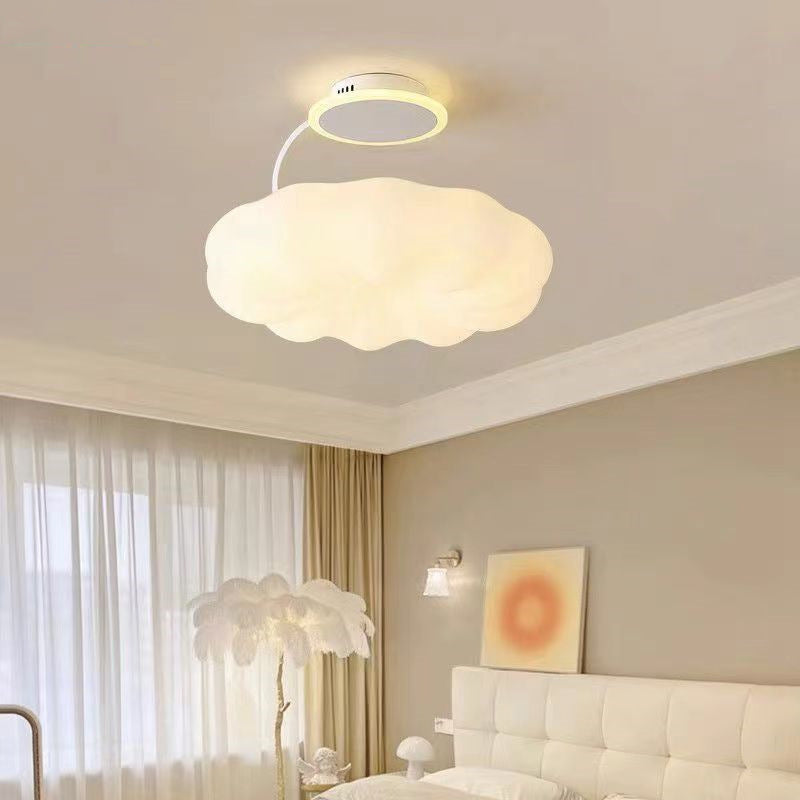 Modern Simplicity Cream PE Cloud Pumpkin Shade Iron LED Kids Pendant Light For Bedroom