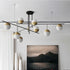 Modern Mid-Century Iron Linear Glass Bubble Shade 3/9-Light Island Light Chandelier For Dining Room