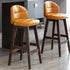 Modern Minimalist Square Wood Leather Foam Bar Stool With Four Legs Backrest For Dining Room