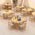 Modern Minimalist Round Faux Slab Wood Dining Table For 4 Seats