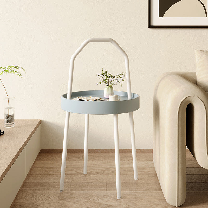 Modern Minimalist Round Iron PC Coffee Table 1-Tier For Living Room