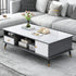 Contemporary Nordic Rectangular MDF Iron Coffee Table 1/2 Drawer For Living Room