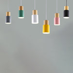 Contemporary Nordic Cylinder Hardware Wood 1-Light Pendant Light For Living Room