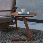 Modern Minimalist Round V-Shape Base Wood Side Table For Living Room