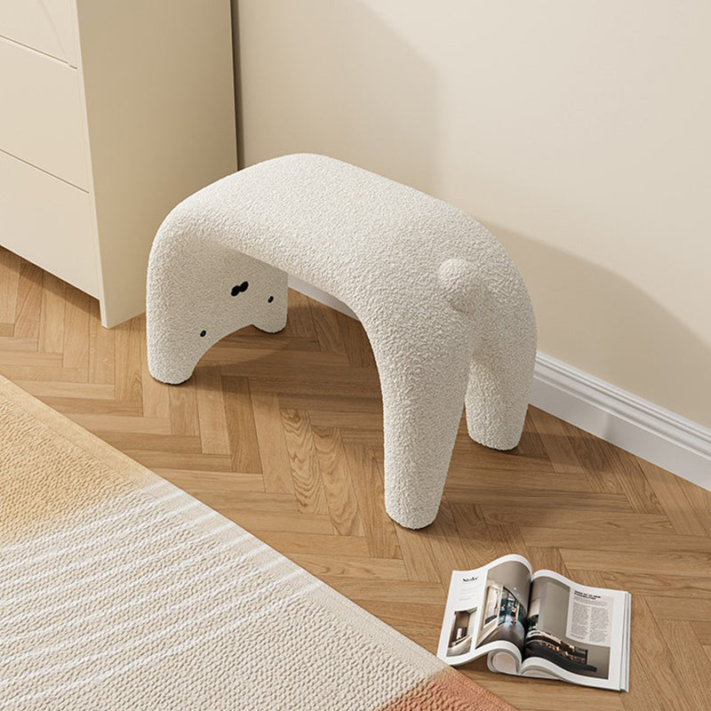 Contemporary Creative Curved Faux Fur Cat Design Vanity Stool Armless For Living Room