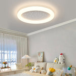 Modern Minimalist Round Full Star Iron Acrylic LED Flush Mount Ceiling Light For Bedroom