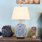 Traditional Chinese Square Copper Ceramic Fabric 1-Light Table Lamp For Bedroom