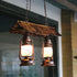 Traditional Farmhouse Horse Lamp Iron Bamboo Glass 2-Light Island Light Chandelier For Dining Room