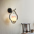 Traditional Chinese Iron Resin Lotus Flower Elliptical Irregular Shape 1-Light Wall Sconce Lamp For Dining Room