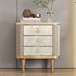 Modern Luxury Rectangular Rock Slab Wood Leg Nightstand 3-Drawer For Bedroom