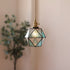 Traditional Vintage Polygonal Brass Glass 1-Light Pendant Light For Living Room