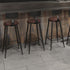 Contemporary Industrial Round Faux Leather Upholstered Bar Stool Backrest Footrest For Dining Room