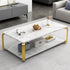 Modern Minimalist Rectangular Table Top Metal Marble Coffee Table 1-Shelf For Living Room