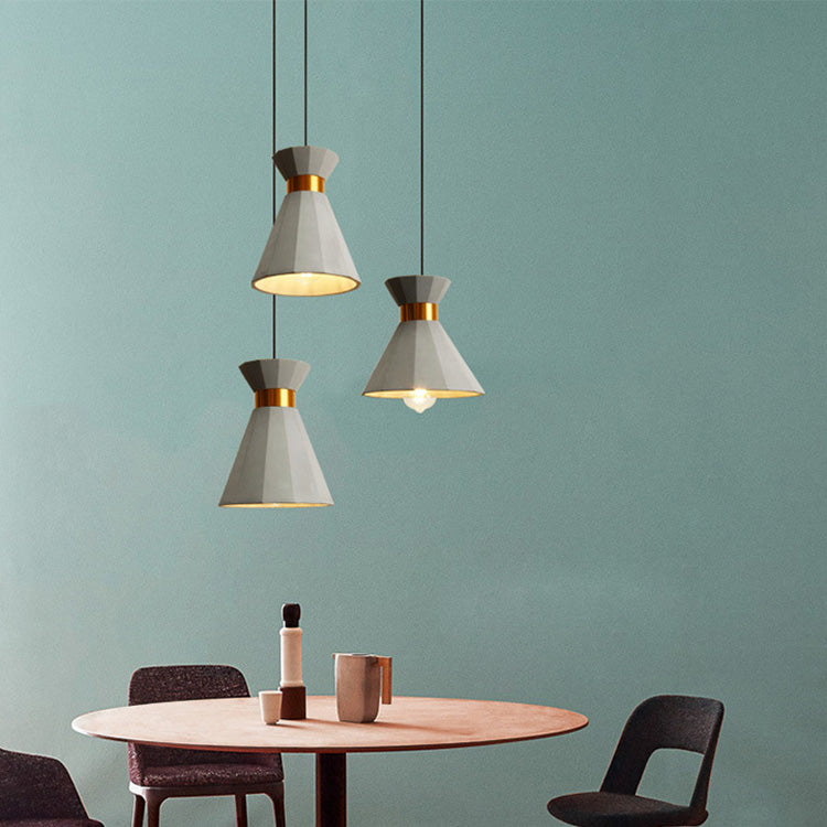 Contemporary Nordic Cement Semi-Conical Shade 1-Light Pendant Light For Dining Room